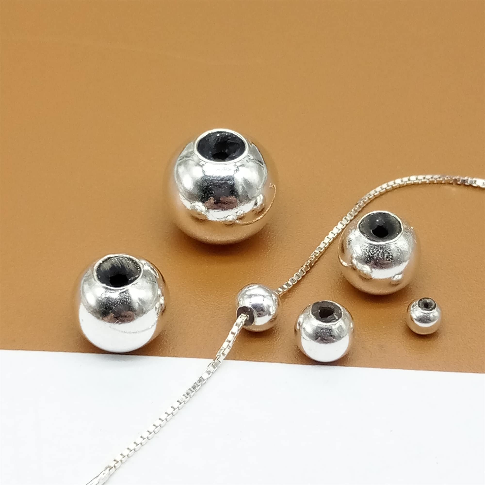 10 perline in argento sterling con silicone, perline