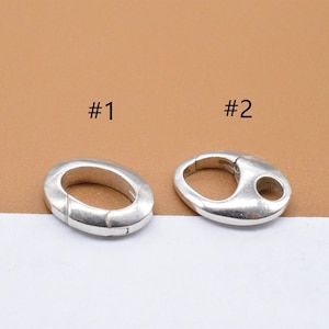 2 Sterling Silver Oval Push Clasps, 925 Silver Shiny Gate Clasp, Hinged Ring Clasp, Spring Gate Clasp, Holder Clasp, Necklace Clasp