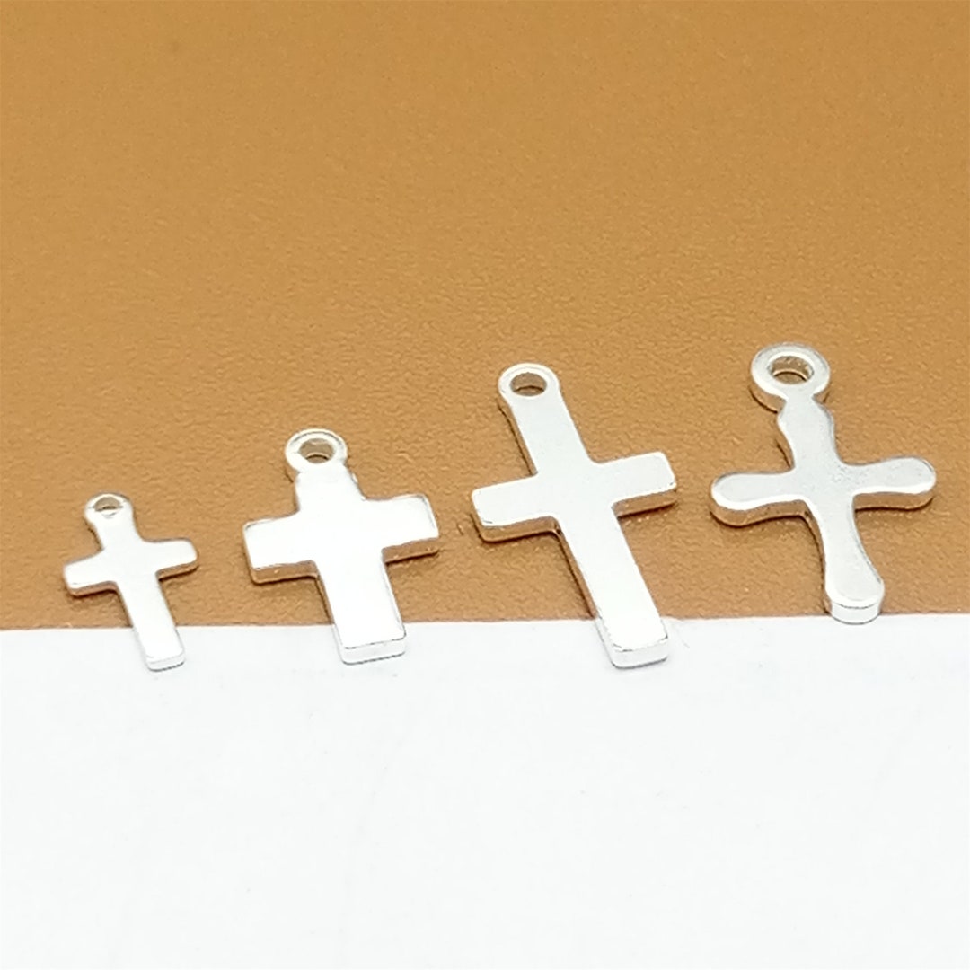 30 Sterling Silver Tiny Cross Charms 925 Silver Cross Charms Etsy