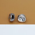 Sterling Silver Taichi Bead, 925 Silver Taichi Bead, Round Tai Chi Bead, Yin Yang Symbol Bead, Yin Yang Sign Bead, Ba Gua Bracelet Bead