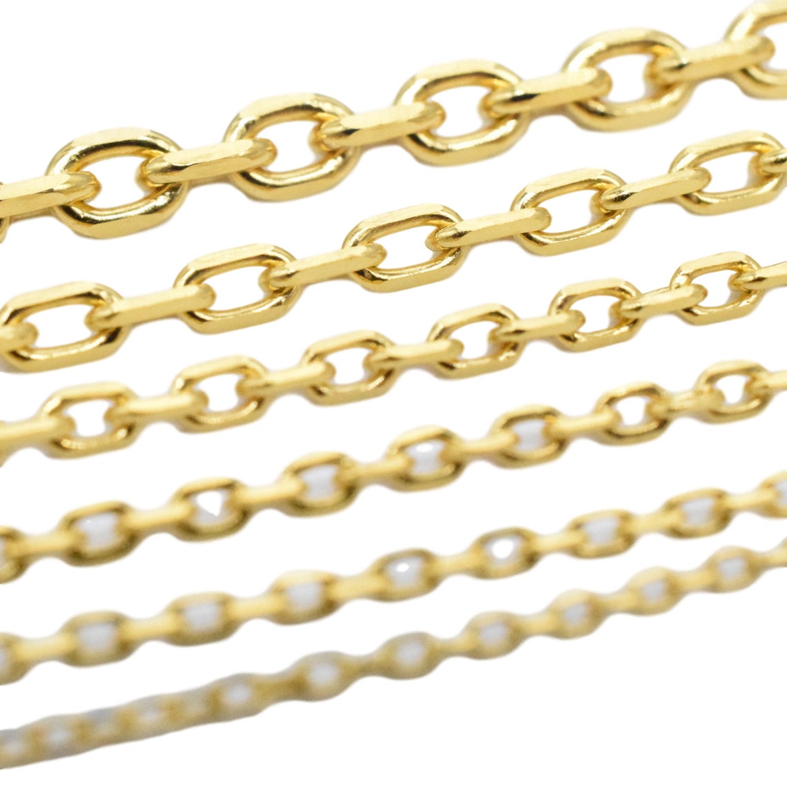 18K Gold Vermeil Style Drawn Cable Chain 925 Sterling Silver Etsy