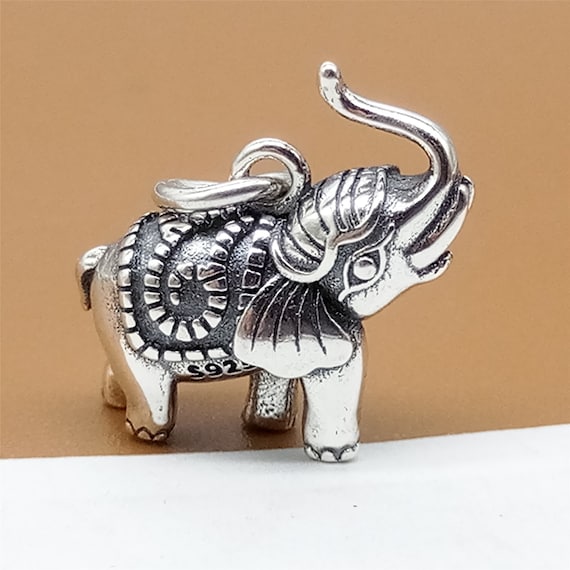 Sterling Silver Elephant Charm 3D, 925 Silver Elephant Charm for Necklace  Bracelet, Oxidized Elephant Pendant - Etsy