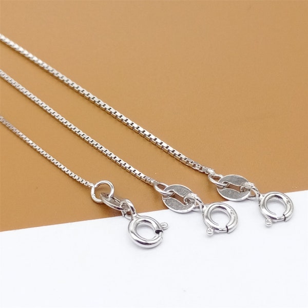 Sterling Silver Box Chain with Rhodium Plated, 925 Silver Tarnish-free Box Necklace 0.65mm 0.8mm 1.0mm 16 18 Inches