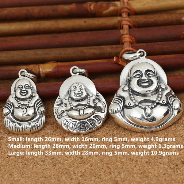 Sterling Silver Happy Buddha Pendant, Sterling Buddha Pendant, 925 Silver Buddha Pendant, Happy Buddha Pendant, Smile Buddha Pendant