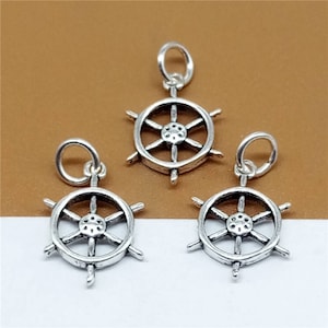 5 Sterling Silver Wheel Nautical Charm, 925 Silver Nautical Charm, Sailing Charms, Boat Charms, Anchor Charms