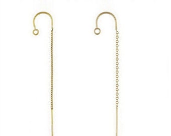 14K Gold Filled Earring Threader, Ear Threader, Gold Filled U Thread, Cable Chain, Box Chain, Gold Filled Earring Components