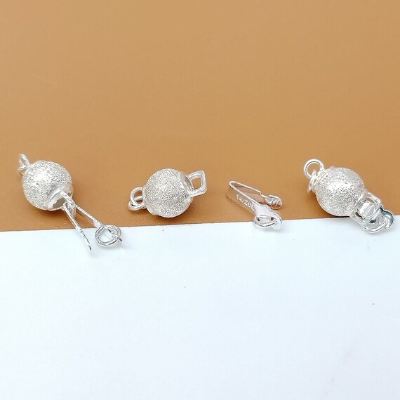 4 Sterling Silver Pearl Clasps W Interlocking Hook 925 Silver Matte Ball Clasp Satin Ball Connector Bracelet Clasp Necklace Clasp 6.5mm Etsy Australia