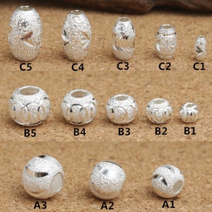 Sterling Silver Stardust Round Beads, 925 Silver Matte Round Bead, Satin Oval  Bead, Sterling Matte Oval Bead