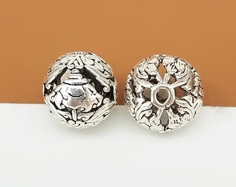 Cuenta budista de plata de ley con forma de paraguas, cuenta hueca de plata 925, cuenta budista, cuenta de meditación, cuenta para pulsera, cuenta para collar de 10 mm.