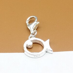 Sterling Silver Small Fish Clip On Charm, 925 Silver Fish Clip On Charm, Sea Charm, Ocean Charm, Lobster Clasp Charm Necklace Bracelet Charm