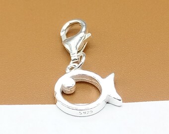 Sterling Silver Small Fish Clip On Charm, 925 Silver Fish Clip On Charm, Sea Charm, Ocean Charm, Lobster Clasp Charm Necklace Bracelet Charm