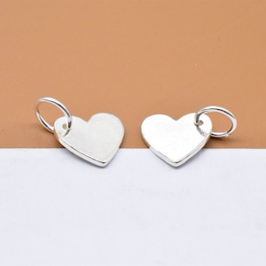 5 Sterling Silber Herz Charms, 925 Silber Liebe Herz Charm, Herz Anhänger, glänzender Herz Charm, Valentinstag Charm, Armband Charm