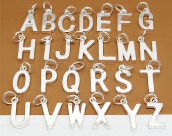 2 Sterling Silver Alphabet Charms, 925 Sterling Silver Alphabet Charms, 925 Silver Letter Charms for Bracelet Necklace