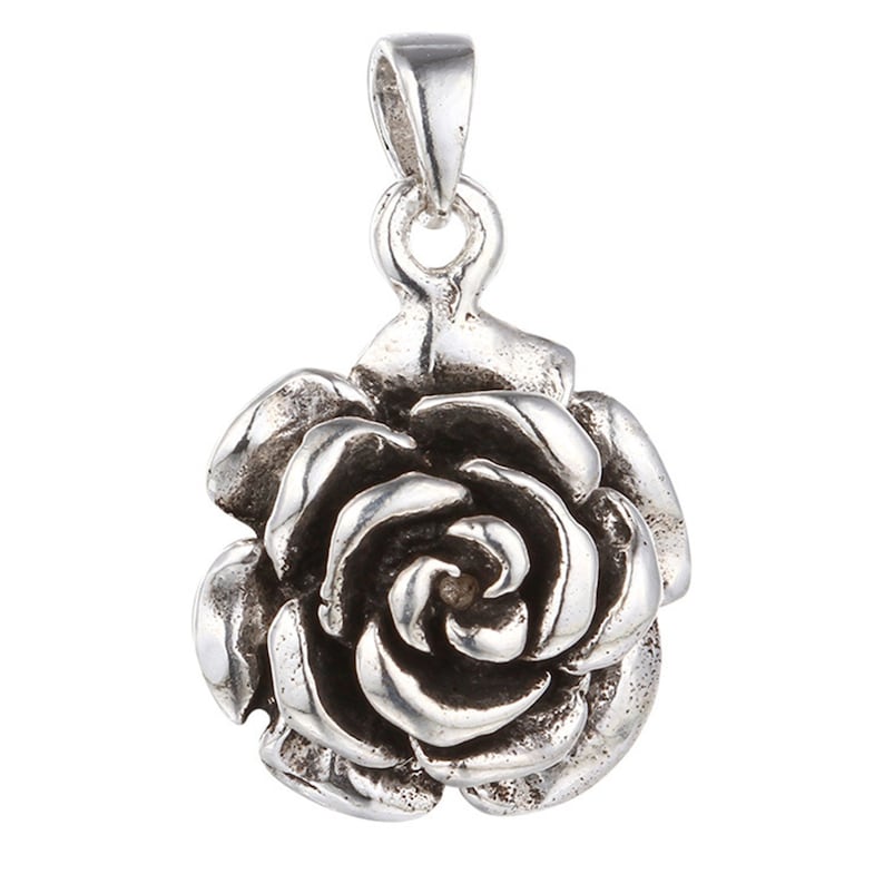 925 Silver Flower Pendant for Necklace 6.8 grams Floral Flower Pendant SP491 Sterling Silver Rose Charm
