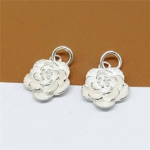 2 Sterling Silver Small Flower Charm, Sterling Flower Charm, Flower Charm for Necklace Bracelet Earring, 925 Silver Flower Charm