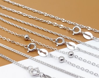 Sterling Silver Wheat Chain, Satellite Chain, Rope Chain, Cable Chain Rhodium Plated, 925 Silver Tarnish-free Adjustable Chain 18 Inch