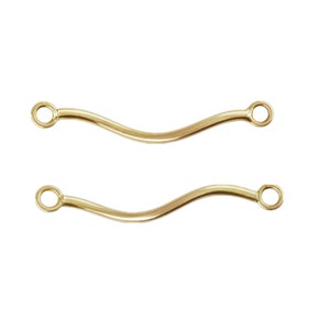 4pcs 14K Gold Filled Spiral S Curve Tube Connector w/ Rings, Gold Filled Twist Curve Connector, Bracelet Bar Connector, Jewelry Findings