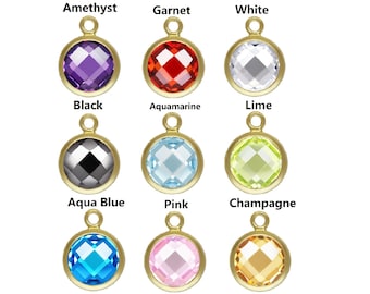 14K Gold Filled 3A CZ Drop Charms w/ 6mm Double Sided Checkerboard Zircon, Gold Filled Faceted Stone Bezel Drop Charm, Necklace Charm