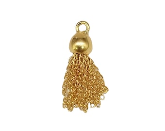 Liten tofsberlock i 14K guld med vermeilmotiv, tofsberlock i 925 silver med tung 14K guldplätering, liten tofshänge, armbandshalsbandberlock