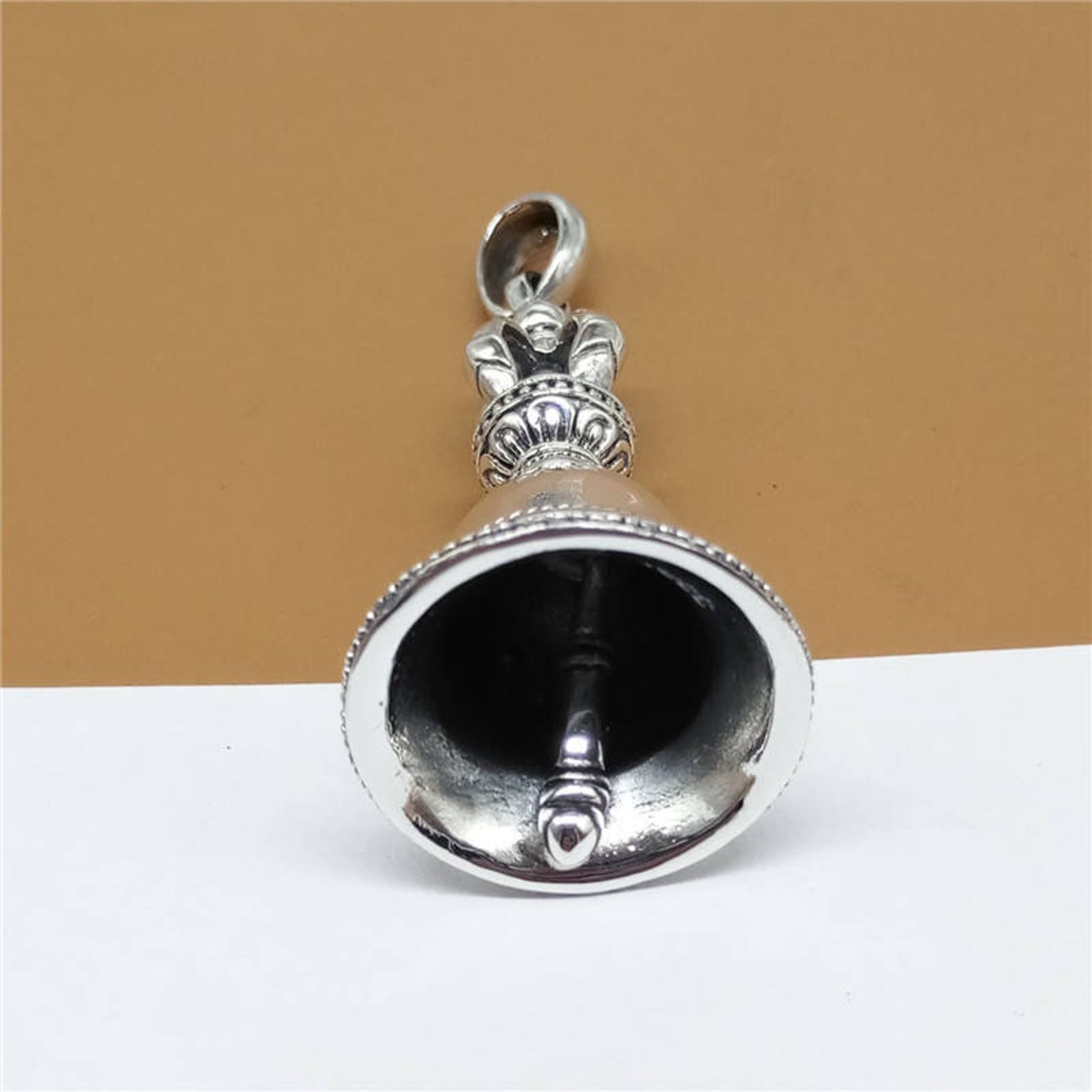 Sterling Silver Hand Bell Pendant Sterling Silver Handbell Etsy