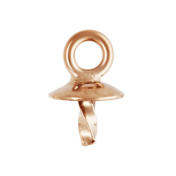 5pcs 14K Rose Gold Filled Cup and Twist Peg Drops, Rose Gold Filled Plain Cup & Peg, Charm Bail, Pendentif Bail, Bijoux Findings 1/20 14K 3mm