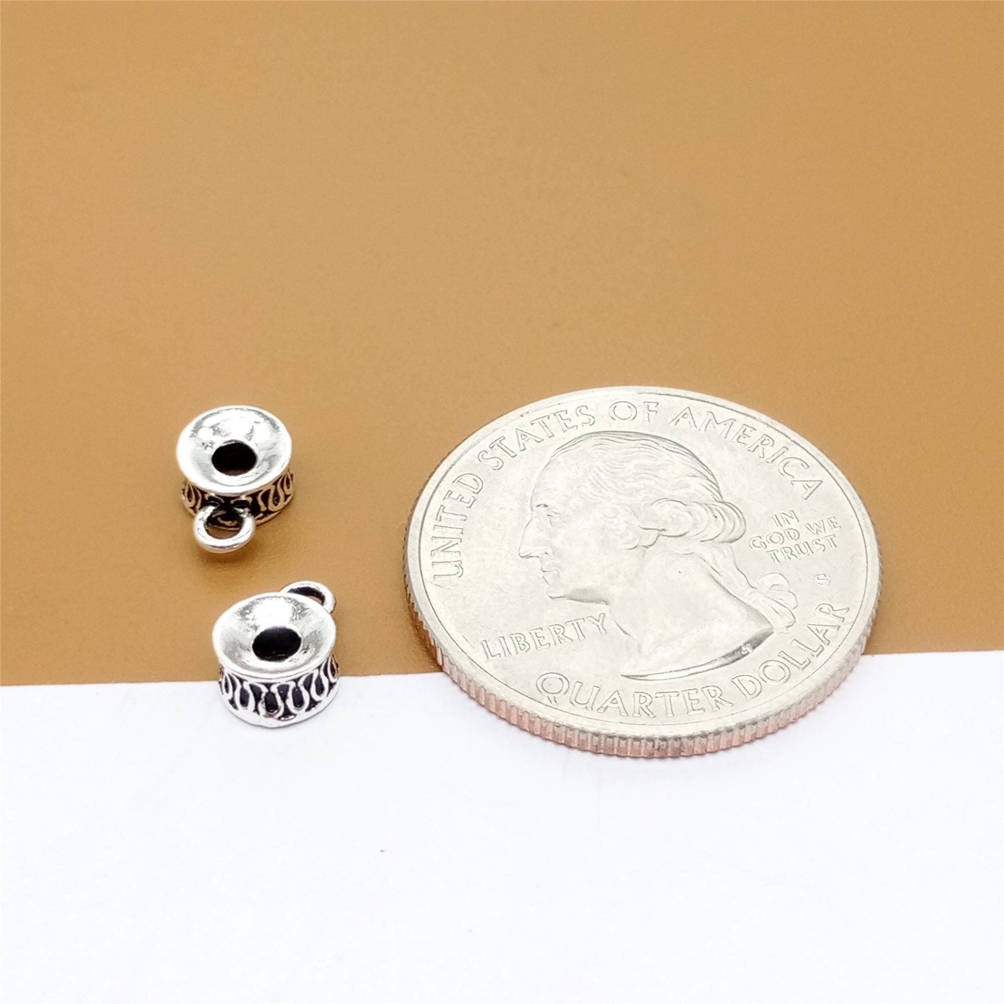 8 Sterling Silver Spiral Donut Beads With Bail Spiral Bead Etsy