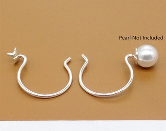 6prs Sterling Silver Ear Wires w/ Cup Peg for Half Drilled Pearl Bead, Earring Wire, Earring Hoos, 925 Silver Ear Wires for Earrings