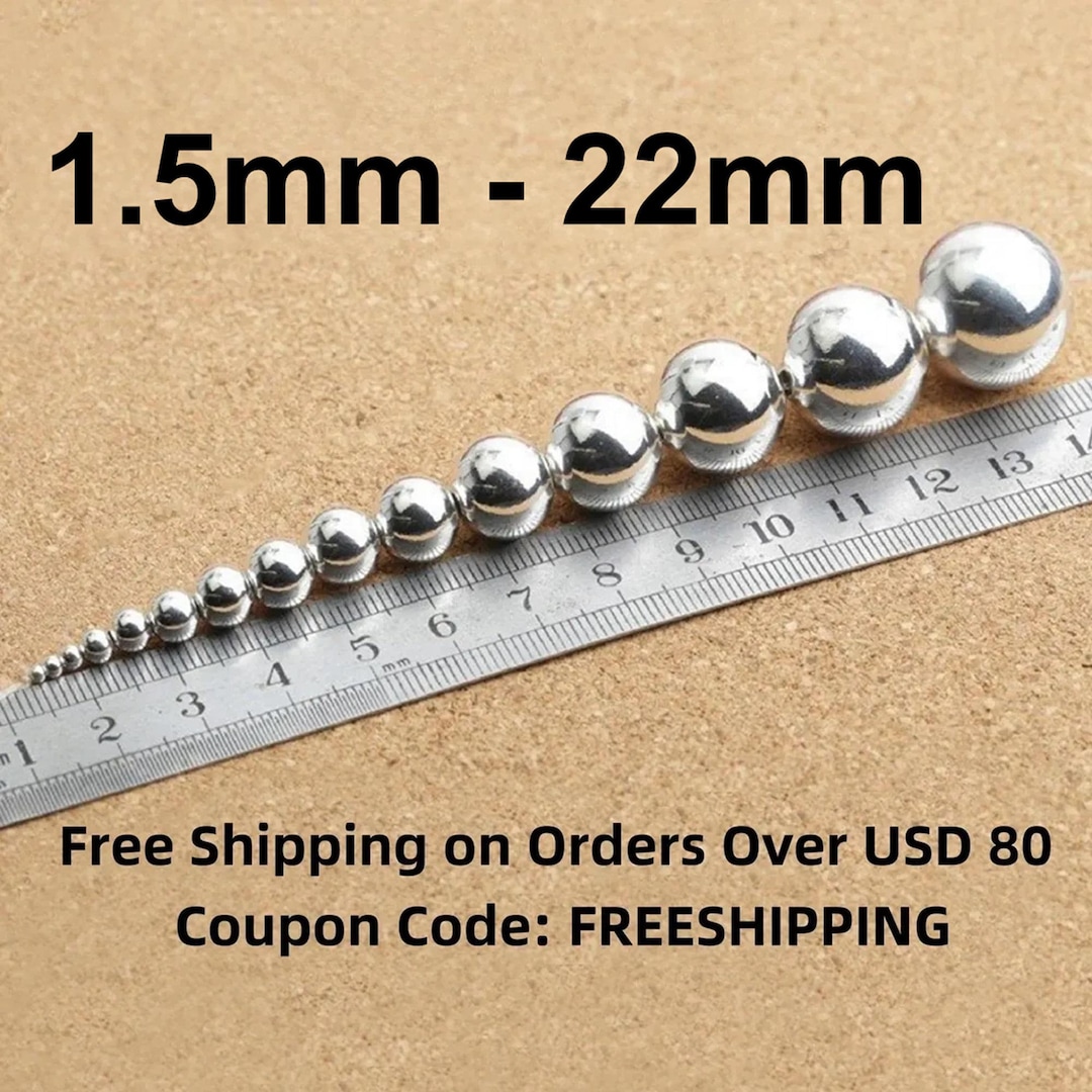 Sterling Silver Beads, Sterling Silver Seamless Round Ball Beads