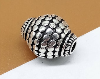 Cuenta ovalada de oliva de plata de ley, cuentas ovaladas de oliva de plata 925 para pulsera y collar