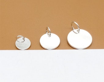 10 Sterling Silver Quality Tag Disc Charms 6mm 8mm 10mm, 925 Silver Disc Charm, Bracelet Disc Tag, Necklace Charm