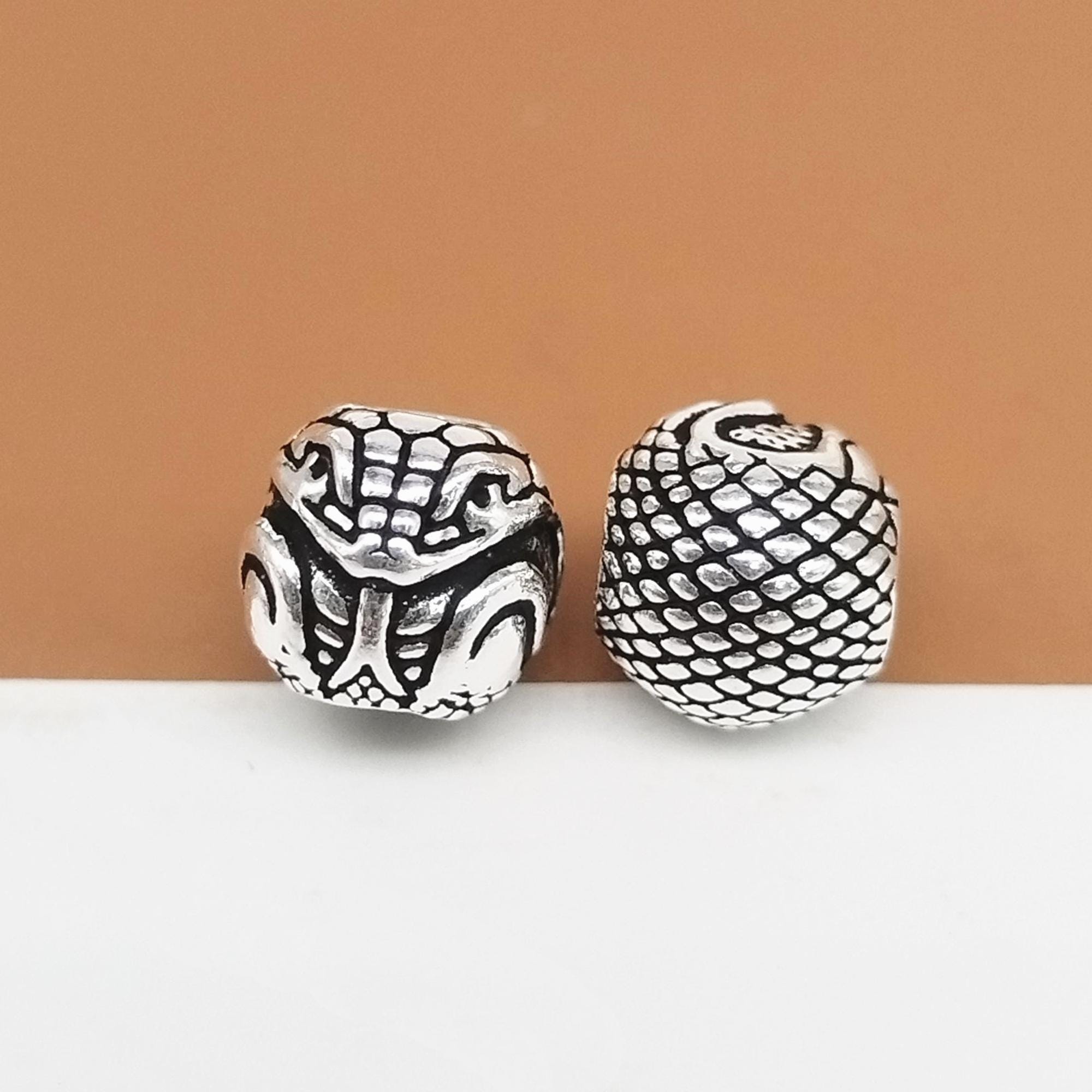 Sterling Silver Snake Bead, 925 Silver Cobra Bead, Wildlife Bead
