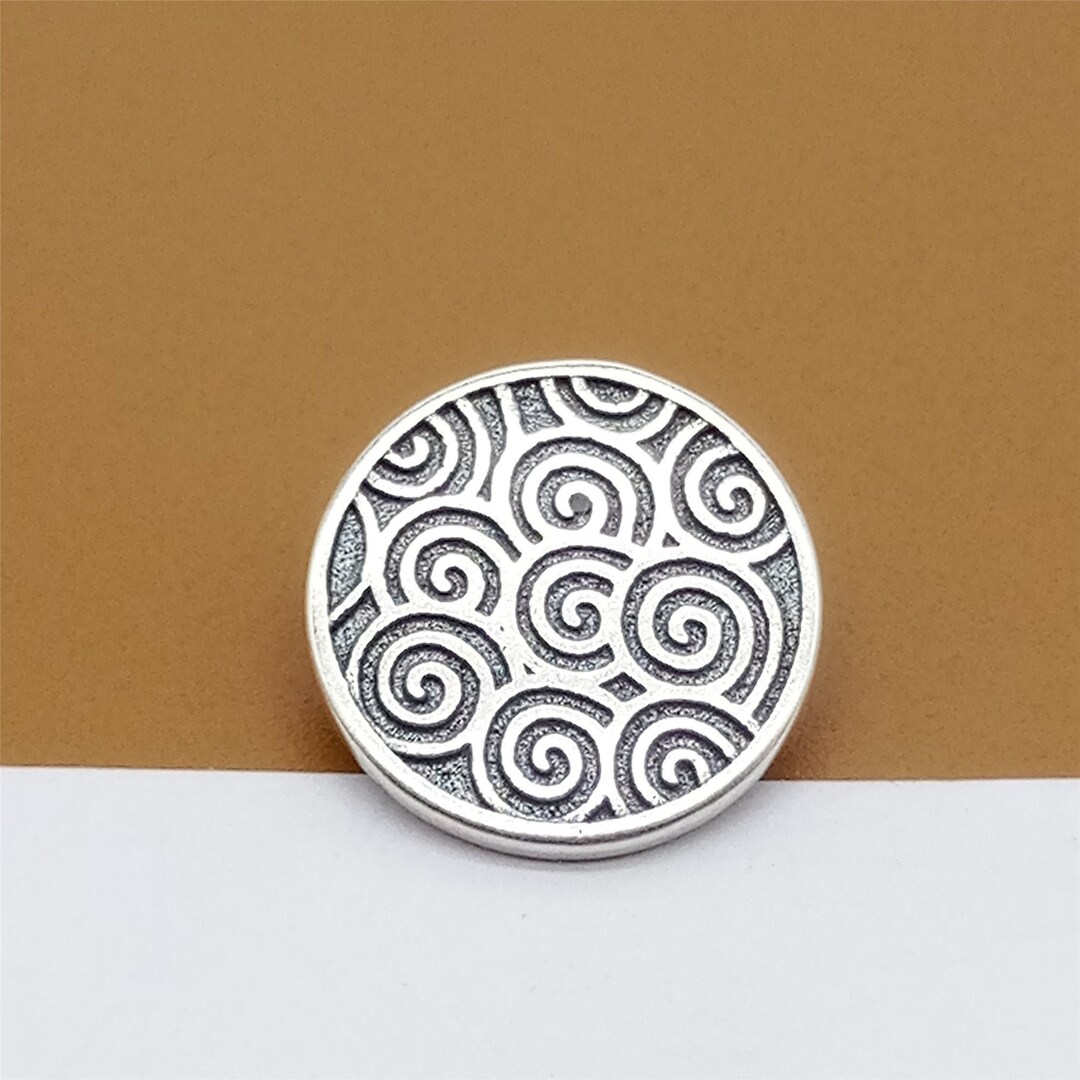 3 Sterling Silver Swirl Button Clasps, 925 Silver Spiral Button Clasps