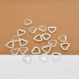 20 Sterling Silver Tiny Heart Jump Rings, 925 Silver Heart Jump Rings, Love Heart Closed Jump Rings for Bracelet Necklace, Love Jewelry