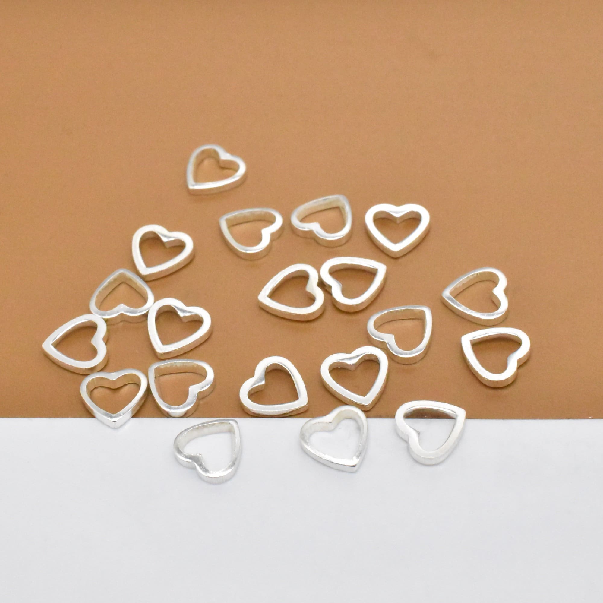 20 Sterling Silver Tiny Heart Jump Rings 925 Silver Heart Jump Rings Love Heart Closed Jump Rings for Bracelet Necklace Love Jewelry