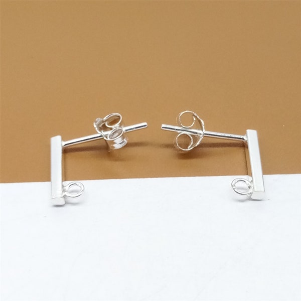 Sterling Silver Bar Earring Post w/ Stopper, Ear Wire Post, 925 Silver Earring Leverback for Earring Jewelry