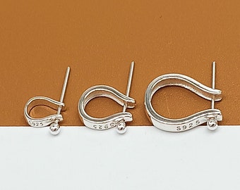 4 Sterling Silver U Shape Pinch Bail with Ball Pin, 925 Silver Pinch Bail, U Shape Bail, Pendant Pinch Bail, Charm Pinch Bail