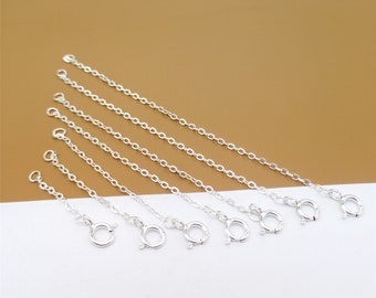 4 Sterling Silver Extension Chain w/ Spring Clasp, 925 Silver Cable Chain Extension, Extender Chain, Chain Extender, Cable Chain