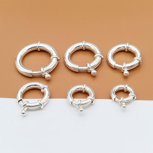 Cierre de resorte de plata esterlina de 10 mm, 12 mm, 14 mm, 16 mm, 18 mm y 20 mm, cierre de resorte de plata 925, cierre de gatillo circular, cierre para pulsera, cierre para collar.