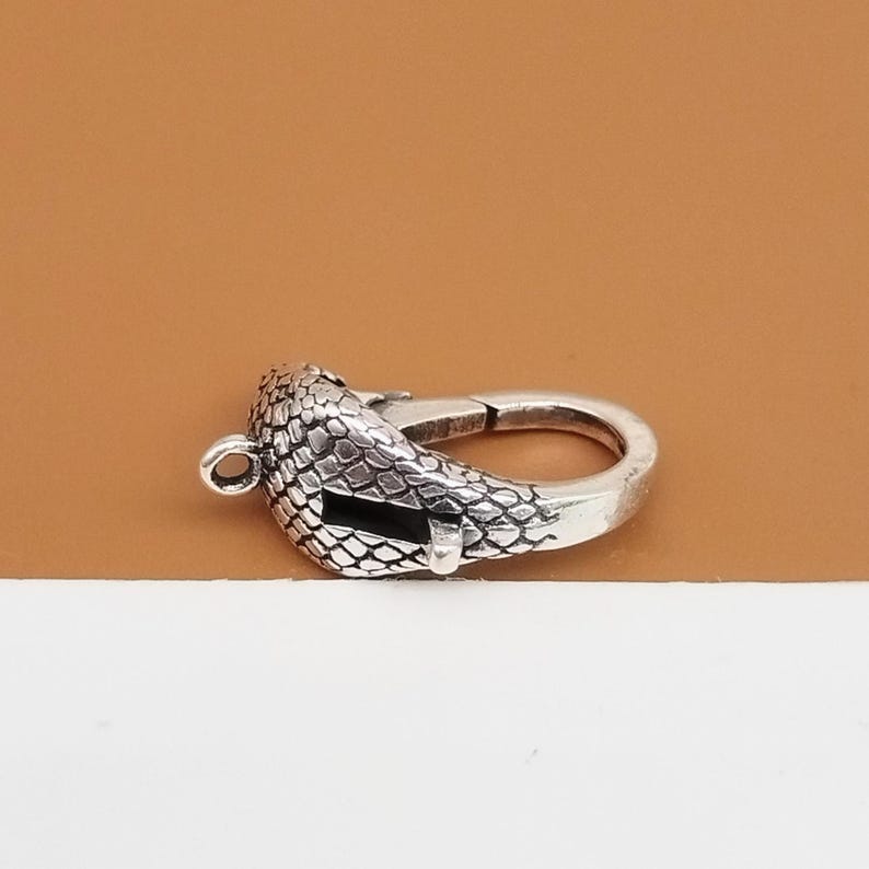 Sterling Silver Snake Trigger Clasp W/ Closed Jump Ring, 925 Silver ...