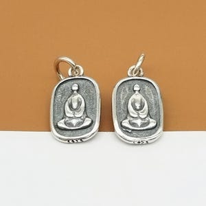 4 Sterling Silver Buddha Charms, 925 Silver Sitting Buddha Charm, Tibetan Charm, Yoga Charm, Buddhist Meditation Charm, Small Buddha Pendant