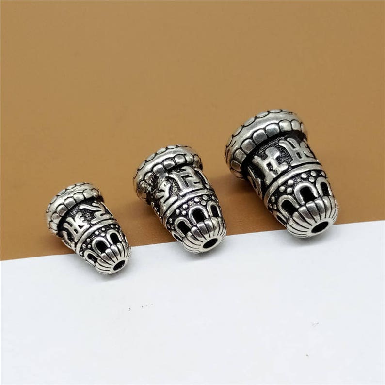 2 Sterling Silver Om Bead Cones Sterling Silver Cone Bead Etsy