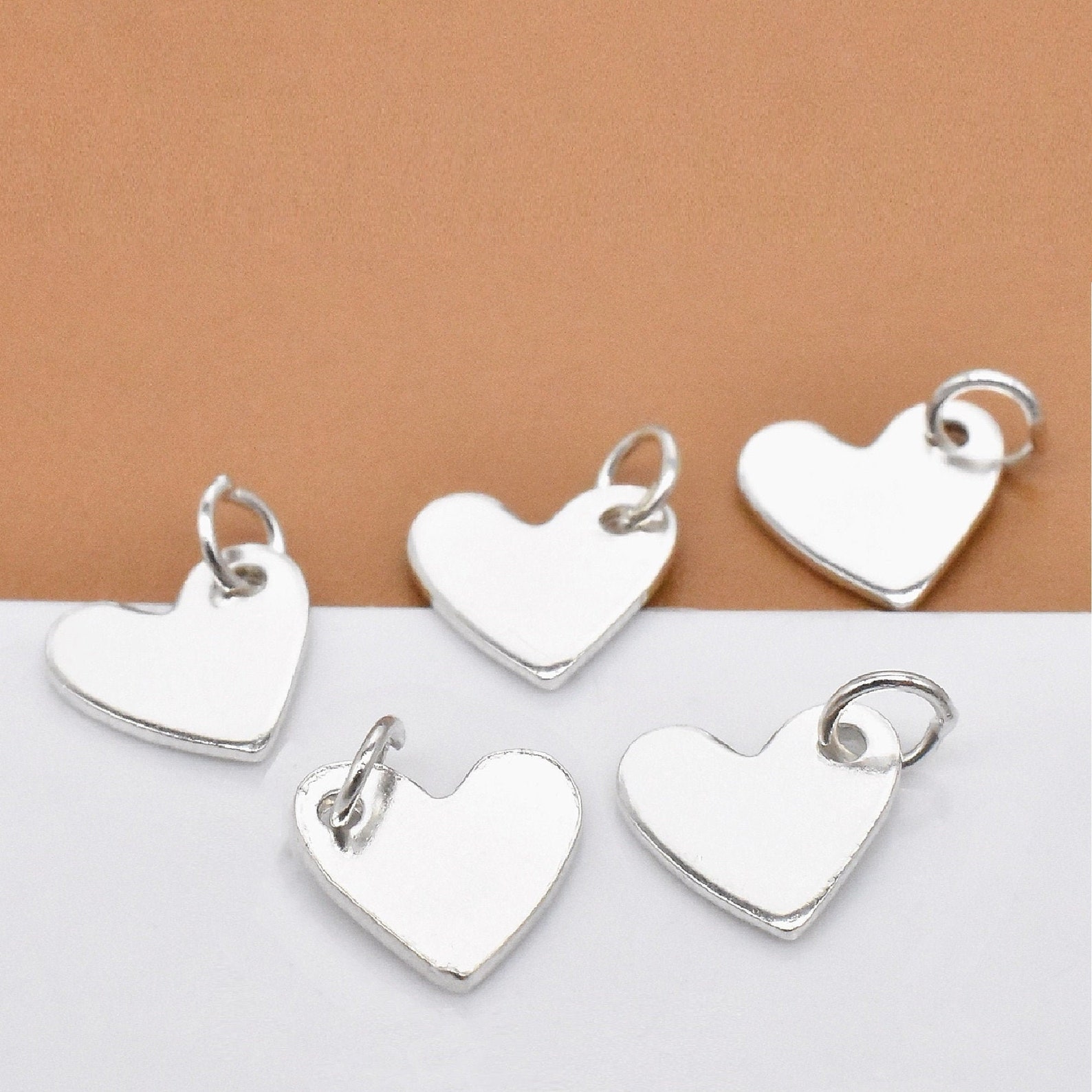 20 Sterling Silver Small Heart Charms Closed Ring 925 Silver Etsy