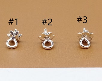 20 Enganche de copa y clavija de plata esterlina para perla perforada a medias, copa de flor, clavija de copa de plata 925, enganche de colgante