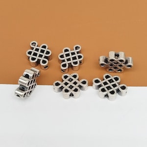 6 Sterling Silver Small Endless Knot Beads, 925 Silver Eternal Knot Spacer, Lucky Knot Bead, Festive Bead, Bracelet Bead, Necklace Bead