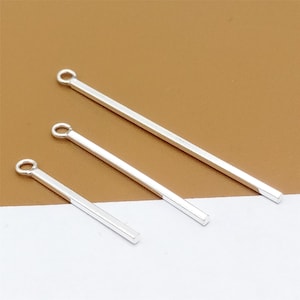 10 Sterling Silver Bar Charms, Stick Charms, 925 Silver Stick Charm, Cube Square Charm, Earring Drop Charm, Necklace Charm, Jewelry Making