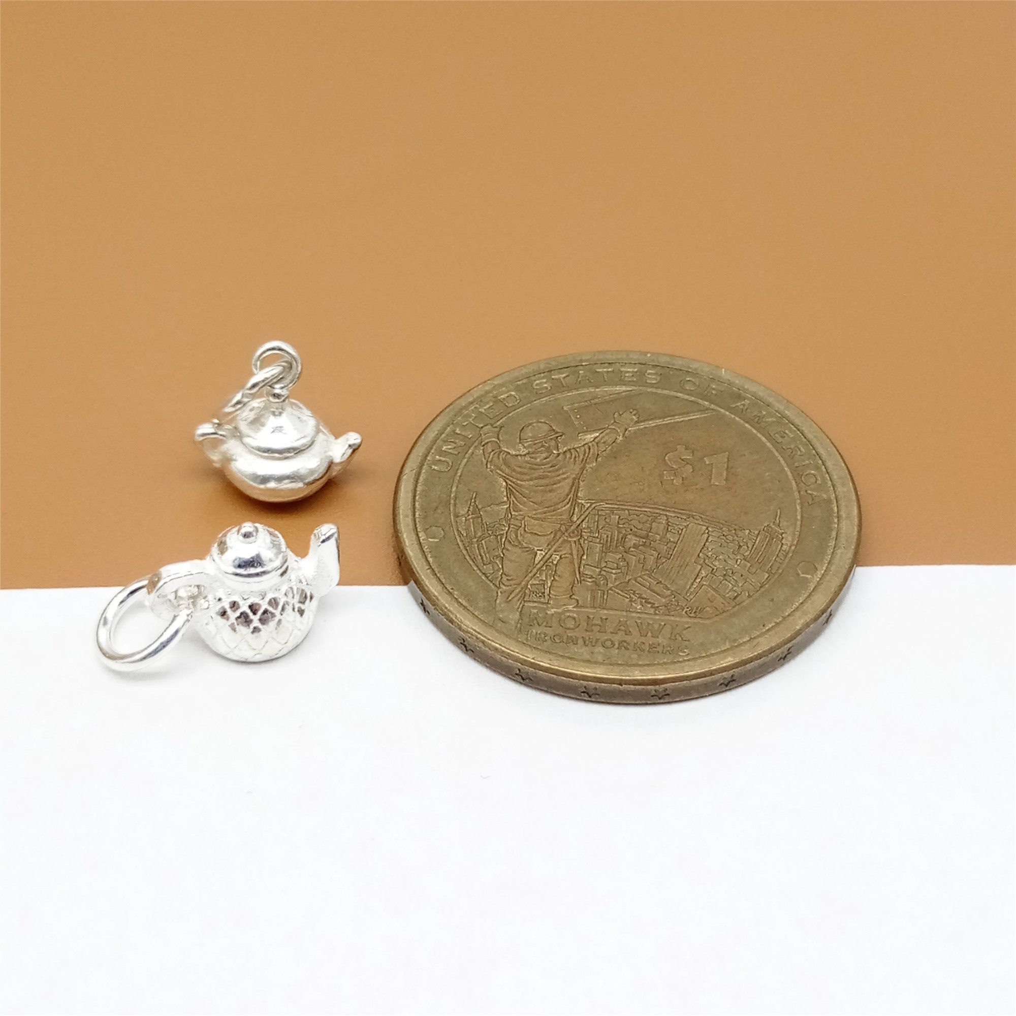 5 Sterling Silver Teapot Charm 3D Tiny Teapot Charm for Etsy