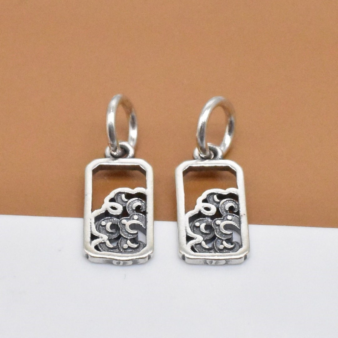 8 Sterling Silver Flower Frame Charms 925 Silver Small Flower Etsy