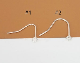 5prs Sterling Silver Short Ear Wires, 925 Silver Plain Earring Wire, Earring Hook, Earring Component, Earring Findings