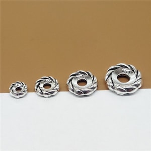 10 Sterling Silver Spacer Beads 6mm 8mm 10mm 12mm, 925 Silver Spacer Beads for Bracelet