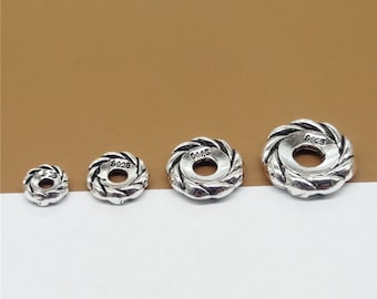 10 Sterling Silver Spacer Beads 6mm 8mm 10mm 12mm, 925 Silver Spacer Beads for Bracelet